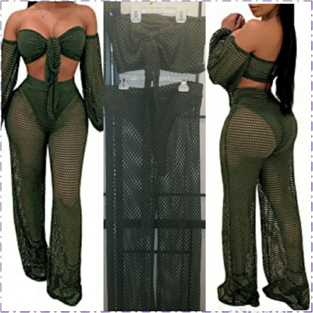 Sexy 2 Piece Net Bikini Pant Cover Up